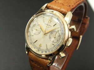 6272 希少☆ LONGINES FLYBACK CHRONOGRAPH 14K 30CH ロンジン フライバック クロノグラフ 尾錠18K 手巻き メンズ 腕時計