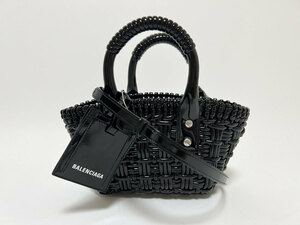 送料無料 BALENCIAGA バレンシアガ ビストロ XXS かごバッグ ショルダーバッグ エナメル ブラック 678028 美品