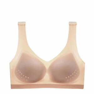 ナイトブラ ノンワイヤーブラ 無縫製シームレスブラ 美乳ブラ 脇高垂れ防止 ブラジャー 3Dカップ 脇肉補正 胸補正睡眠ベージュ size-L