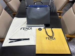 フェンディ FENDI ピーカブー メンズ 2WAYバッグ A4 ブリーフケース セレリア グレー×ブルー 7VA476　大きいサイズ