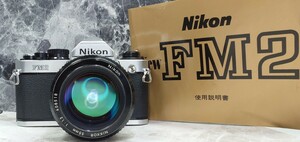 【終活コレクション整理】Nikon NEW FM2 美品＋Ai NIKKOR 55mm f1.2 シンデレラ単焦点 各動作良好 露出計OK レンズ光学良好 取扱説明書付