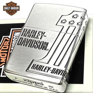 ZIPPO ライター ハーレー ダビッドソン ジッポ No.1 ロゴ シルバー HARLEY-DAVIDSON メンズ エッチング彫刻 銀燻し仕上げ 渋い ギフト