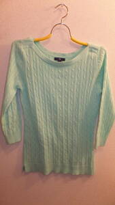 ★GAP★Ladies knit sweater SizeM ギャップレディースセーター長袖サイズL ミンドグリーン　USED IN JAPAN