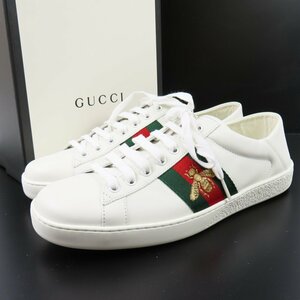 40476★1円スタート★GUCCI グッチ 未使用 靴 シューズ エース エンブロイダリー 蜂 ビー 7 1/2 26.5cm ウェブライン スニーカー