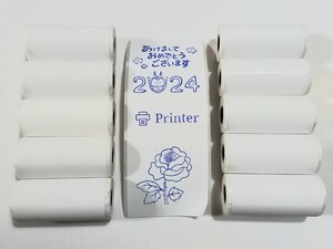 POS 57mm サーマルプリンターシール ステッカーロール感熱紙 青字白10個