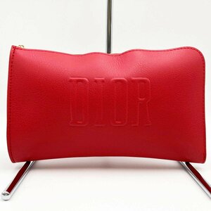 美品 Dior ディオール ノベルティ ポーチ 化粧ポーチ コスメポーチ 小物入れ レッド 赤 レザー レディース C400000759 USED 中古
