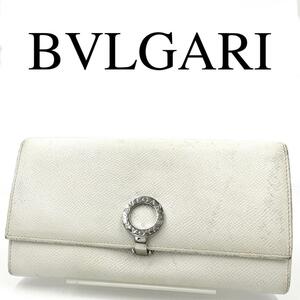 BVLGARI ブルガリ 長財布 ロゴクリップ サークルロゴ レザー ホワイト