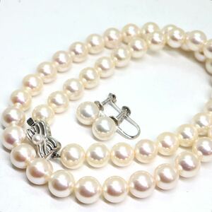 美品!!TASAKI(田崎真珠)箱付!!《アコヤ本真珠ネックレス/K14WGイヤリング》M 44.5g 約8.0-8.5mm珠 約42cm pearl necklace jewelry EA6/EF6