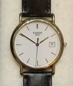 TISSOT クォーツ 日付表示 革ベルト ティソ  18K刻印 腕時計