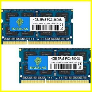 ★DDR3-SODIMM-1066_4GBx2-8500S青い★ 2枚x4GB Sodimm 2Rx8 PC3-8500 1066 PC3-8500S 1066MHz 1.5V CL7 DDR3 ノートPC用 メモリ