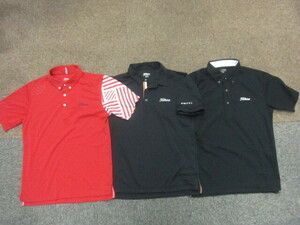 タイトリスト　ポロシャツ　3枚セット　メンズL　赤黒　速乾スポーツシャツ ゴルフウエア ゴルフシャツ 半袖シャツ 半袖ウエア　04200