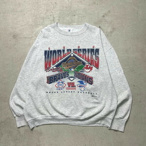 90年代 USA製 MLB プリントスウェットシャツ 1995 WORLD SERIES メンズXL