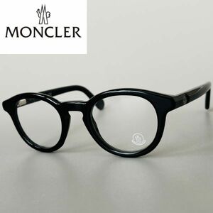 【1円スタート】メガネ モンクレール レディース メンズ ボストン ブラック◆MONCLER◆フルリム オーバル 眼鏡 アセテート 黒 ダウン