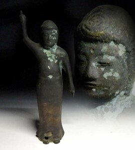 緑屋s■ 仏教美術　古銅　誕生仏 仏像　時代物　i9/3-6766/29-5#60