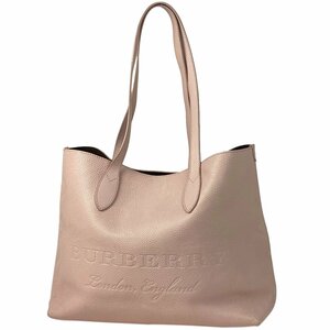 バーバリー BURBERRY ロゴ トートバッグ ショルダーバッグ エンボスロゴ トートバッグ レザー ピンク 4060098 レディース 【中古】