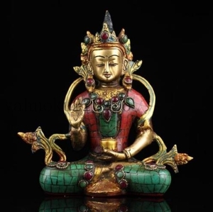 古美術 銅像 仏像 銅器 【度母】チベット伝来 銅造 彫刻 祈る 開運 贈り物 置物 風水 飾り 伝統 仏教 魔よけ コレクション FQ-121