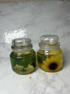 キャンドル大　蓋付きボトル　向日葵と植物