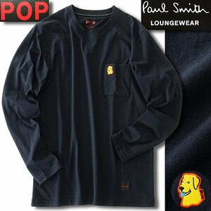 新品 POP ポールスミス マルチステッチ 長袖 Tシャツ M 紺 【I51970】 メンズ Paul Smith LOUNGEWEAR ロンT カットソ オーガニックコットン