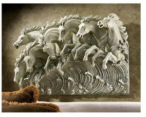 海の彫刻 ネプチューン（ポセイドン）の馬 彫像 彫刻 / 優駿 飛躍 飛翔 エントランス（輸入品