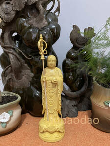 仏像 木彫り 地蔵菩薩 木彫仏像 仏教美術 仏教工芸品　精密彫刻