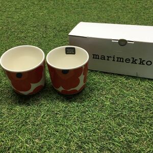 GX4245 MARIMEKKO マリメッコ UNIKKO ウニッコ 067849-001 ラテマグカップ 2個セット食器 ホワイト.レッド 未使用 保管品 コップ
