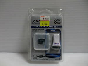 未使用・未開封品　カードリーダー付き　8GB　microSDHCカード　Lexar　microSDカード メモリーカード