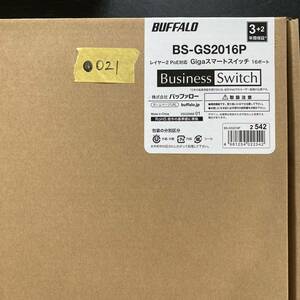 ●021【未使用かも？／超美品】BUFFALO BS-GS2016P レイヤー2PoE対応 Gigaスマートスイッチ 16ポート 箱 ケーブル 説明書付 BS-GS20P