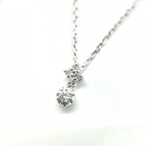 美品 STAR JEWELRY スタージュエリー K18WG ダイヤモンド D0.06ct ネックレス ホワイトゴールド メレ ジュエリー