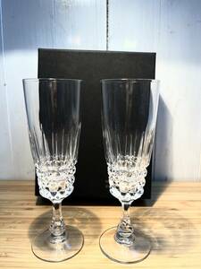 【保管品】フランス製　ペア　シャンパングラス　クリスタルグラス　KAMEI GLASS