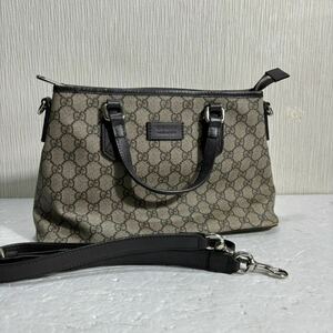 [k2920]1円スタート！GUCCI モノグラム キャンバス ハンドバッグ ショルダーバッグ 2WAY レザー グッチ