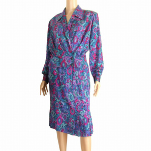 M美品/クリスチャンディオール Christian Dior クラシカルなスカートスーツ 上9号/下11号(M/L相当) 紫 絹混 春夏 セットアップ レディース