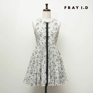 FRAY I.D フレイ アイディー ノースリーフレアワンピース 膝丈 総レース 花柄 レディース 白 ホワイト サイズ0*BC939