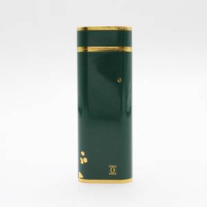 【Cartier カルティエ】 ガスライター グリーン×ゴールド 喫煙具 着火未確認 ブランド小物