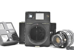 Mamiya マミヤ UNIVERSAL PRESS ブラックボディ フィルムカメラ + 127mm F/4.7 レンズ + ポラロイドフィルムバック (t4685)