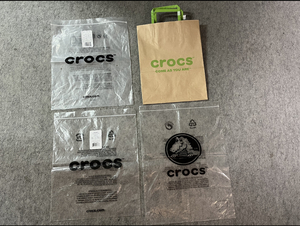 crocs クロックス プリント 紙袋 1枚、ナイロン袋 ショッパー 3枚セット 