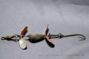 TAMDEM SPINNER,1880年後期,PFLUGER, USA,VINTAGE SPINNER,RARE REAL OLD,NAME ON BODY,5CM BODY,(#5374-16)