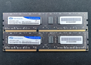 動作確認済 中古 メモリ 16GB(8GB×2枚セット) Team TED3L8GM1600C11BKA 8GB 240pin DDR3 SDRAM PC3-1600 デスクトップパソコン用メモリ