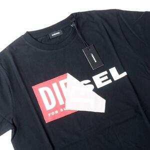 新品 DIESEL T DIEGO QA 新旧 ブランド ロゴ 半袖 クルーネック メンズ ユニセックス Tシャツ ブラック S