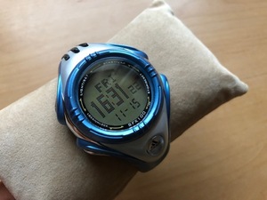 良品レベル レア adidas アディダス デジタル 316L シルバー×ブルー ステンレス×純正ラバーベルト クオーツ ボーイズ 腕時計