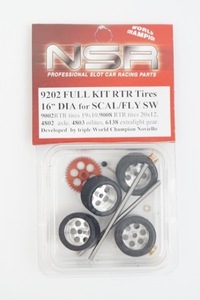 新品 NSR 1/32 FULL KIT RTR Tires 16 DIA for SCAL/FLY SW サイドワインダー ギア タイヤ アルミホイール 9202 スロットカー