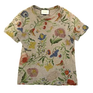 グッチ フローラ Sサイズ 半袖Tシャツ トップス 花柄 フラワー グレー レディース GUCCI