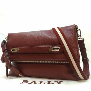 【近年/未使用級】バリー BALLY ショルダーバッグ 2way セカンドバッグ メンズ レザー 本革 クロスボディ 斜め掛け クラッチ 赤色 レッド