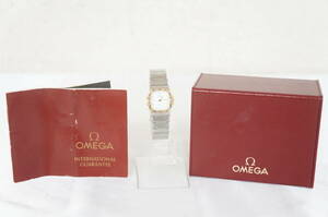 ② 電池交換済 稼働品 OMEGA オメガ Constellation コンステレーション スクエア レディース クォーツ 腕時計 箱付き 9704196041