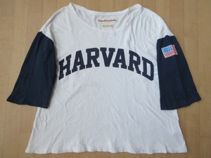 日本製 VOTE MAKE NEW CLOTHES ハーバード 大学 コラボ アーチ ロゴ 星条旗 Tシャツ XS ヴォートメイクニュークローズHarvard五分袖 七分袖