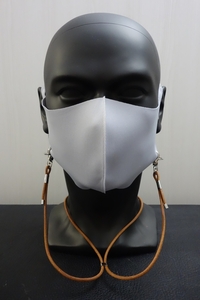 ◆Leather Mask Cord◆国産本牛革レザーコード NATURALｘSILVER 日本製 マスクコード ストラップ バンド アクセサリー