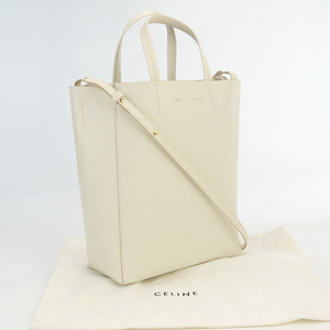 中古セリーヌCELINE バーティカル カバ スモール レザー ホワイト系　 ランク：AB us-2 2WAY ショルダー レディース