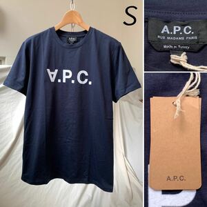 S 新品 A.P.C. アーペーセー V.P.C. ロゴ Tシャツ T-SHIRT VPC COLOR H メンズ APC フロッキーロゴ ダークネイビー DARK NAVY