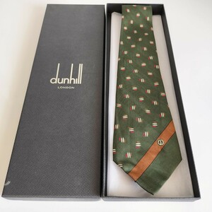 ダンヒル（Dunhill）緑茶ワンストライプDロゴネクタイ