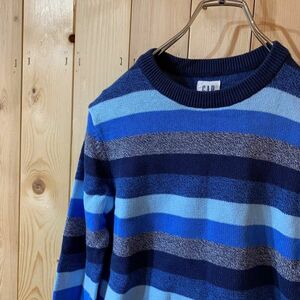 【KY020】GAP 長袖ニット ブルーボーダー レディース M 60