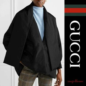 GUCCI☆グッチ☆2019FWコレクションモデル!! Button-embellished padded silk-taffeta jacket訳あり品！補修あり